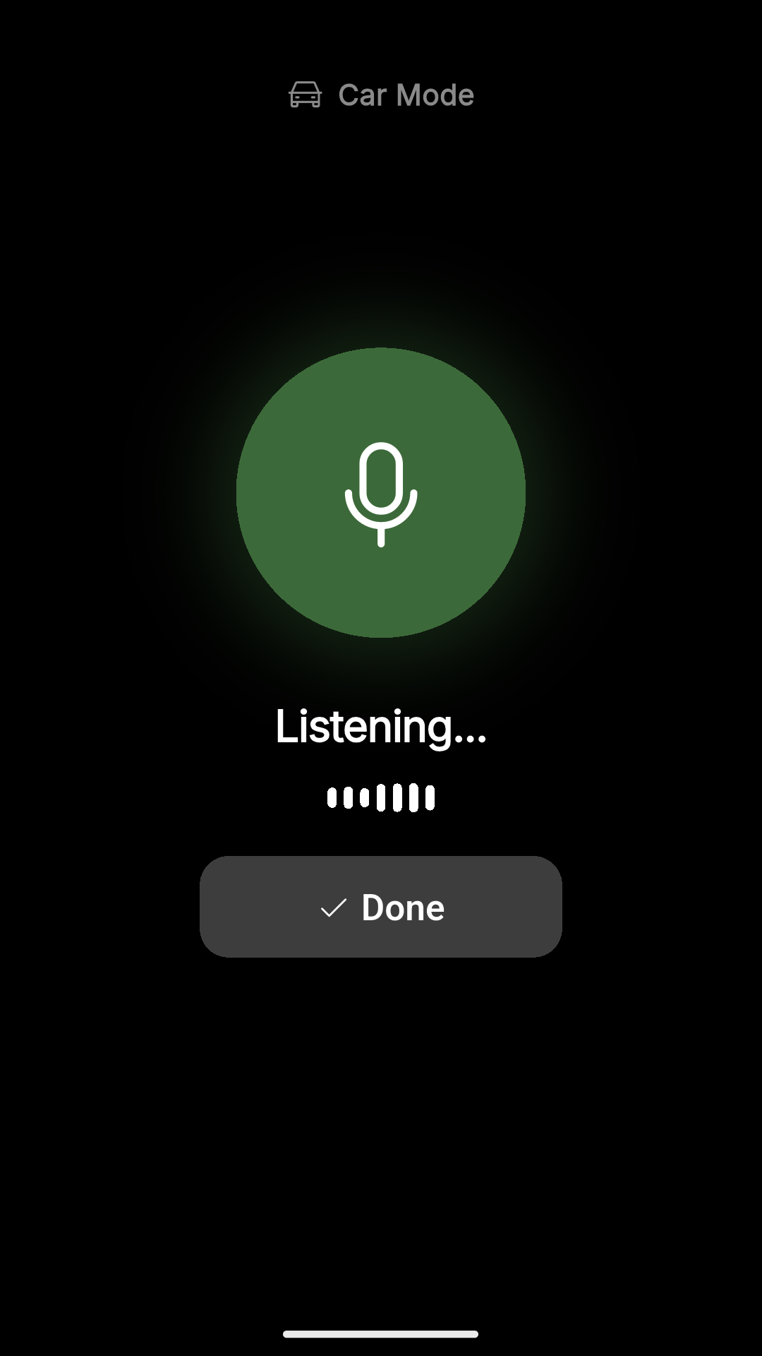 BusyDad car mode — hands-free voice capture while driving